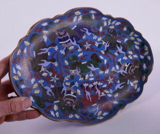 19th/20th Century Chinese Signed Cloisonné Footed Plate