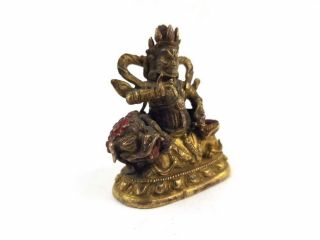 Antique Chinese Gilded Bronze Buddha,  The God of The Wealth on Lion,  Rat,  18/19th C 2