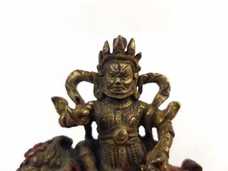 Antique Chinese Gilded Bronze Buddha,  The God of The Wealth on Lion,  Rat,  18/19th C 5