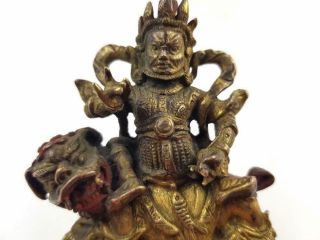 Antique Chinese Gilded Bronze Buddha,  The God of The Wealth on Lion,  Rat,  18/19th C 6