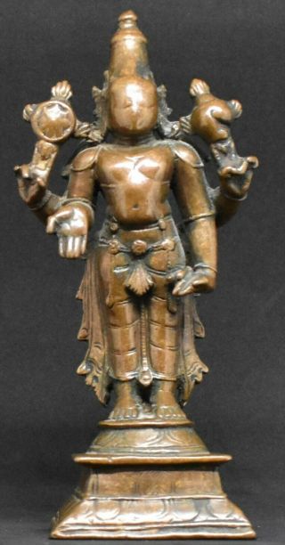 Antique Indian Bronze Statue Vishnu Standing