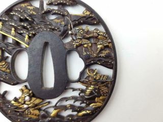Antique & Fine Japanese Sword Iron Tsuba,  Gold/Silver/Copper Inlays,  18/19th C 12