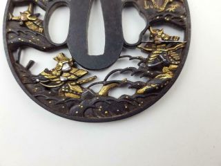 Antique & Fine Japanese Sword Iron Tsuba,  Gold/Silver/Copper Inlays,  18/19th C 8