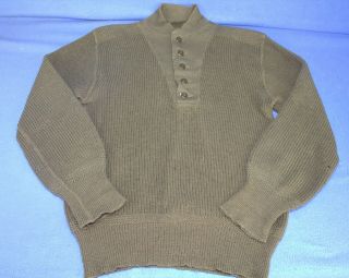 Ww2 Us Army Sweater High Neck 5 - Button Combat Sweater M1943