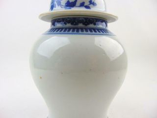 Pair Antique Chinese Blue & White Vases W/ Birds,  Lids,  19th/Early 20 C 10
