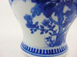 Pair Antique Chinese Blue & White Vases W/ Birds,  Lids,  19th/Early 20 C 8