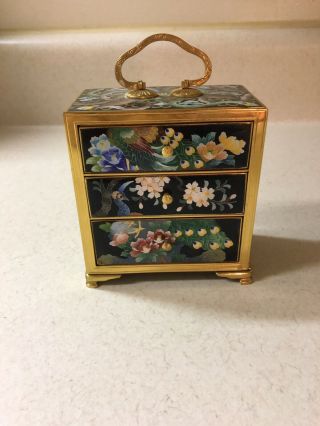 Fine Quality Old Or Antique Japanese Cloisonne Casket Jewelry Box Kodansu Inaba