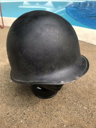 Ww2 Painted Wwii U.  S.  Combat Early Helmet Black Army Hinged Front Seam