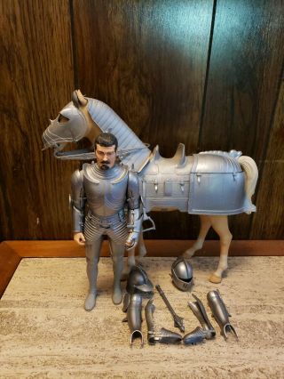 Marx Valor Silver Armored Horse & Silver Knight With Accessories