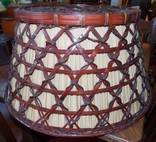 Most Unusual Antique Arts & Crafts Japanese Willow Stickley Style Lamp Shade 4