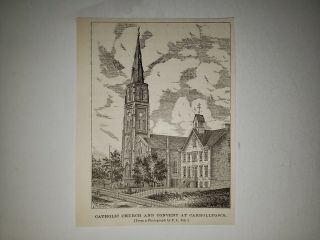 Carrolltown Catholic Church Pennsylvania 1876 Sketch Print Rare