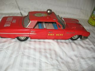 Vintage toy T.  N.  Fire chief car friction no.  one.  Made in Japan in the 1950s 2