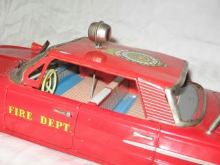 Vintage toy T.  N.  Fire chief car friction no.  one.  Made in Japan in the 1950s 8