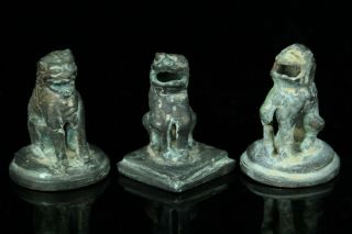 Apr256 Korean Goryeo Period Temple Buddhist Foo Dog 3 Shishi Bronze Seal Stamp