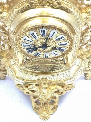 Antique Mantle Clock French 1870s Embossed Pierced Bronze Bell Striking 7