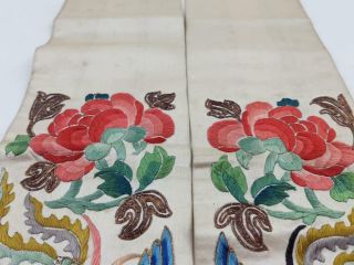 Antique Uncut Chinese Forbidden Stitch Embroidered Sleeve Bands,  19th C 10