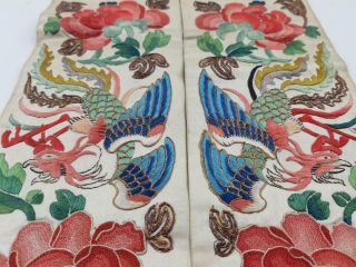 Antique Uncut Chinese Forbidden Stitch Embroidered Sleeve Bands,  19th C 11