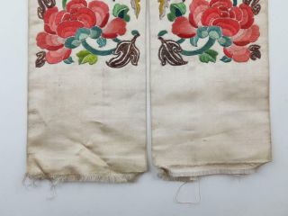 Antique Uncut Chinese Forbidden Stitch Embroidered Sleeve Bands,  19th C 7