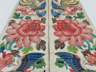Antique Uncut Chinese Forbidden Stitch Embroidered Sleeve Bands,  19th C 8
