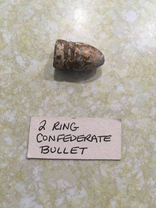 2 Ring Civil War Confederate Bullet,  Battle Of Gettysburg 1863