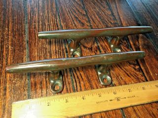 Vintage Cast Bronze Herreshoff Style Cleats 8 " Long Patina