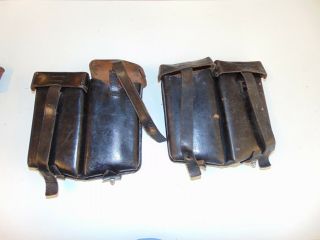 Two Vintage Mego 1958 Black Leather Ammo Pouch