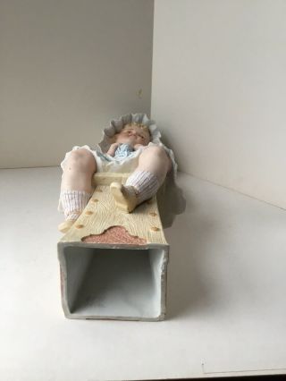 Antique Sitting Piano Baby Girl and Boy Figurines Bisque Porcelain 12