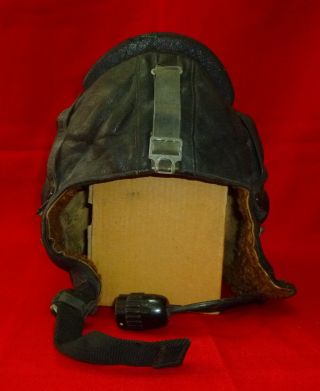 1979 Russian Soviet Air Force Pilot Real Leather Helmet Real Fur Lined USSR 2