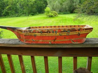 Antique Reed Or Bliss Lithographed Wood Toy The Volunteer Fishing Ship Boat