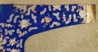 Antique Chinese Blue - Ground Embroidery Five - clawed Dragon Robe,  Circa 1900 9