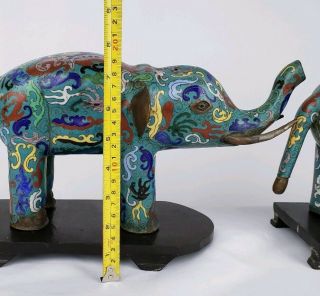 FINE PAIR ANTIQUE CHINESE CLOISONNE ELEPHANTS LATE QING TO REPUBLIC PERIOD 12
