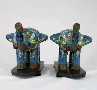 FINE PAIR ANTIQUE CHINESE CLOISONNE ELEPHANTS LATE QING TO REPUBLIC PERIOD 3