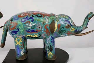 FINE PAIR ANTIQUE CHINESE CLOISONNE ELEPHANTS LATE QING TO REPUBLIC PERIOD 6
