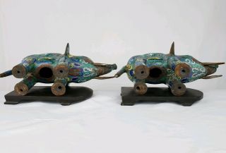 FINE PAIR ANTIQUE CHINESE CLOISONNE ELEPHANTS LATE QING TO REPUBLIC PERIOD 7