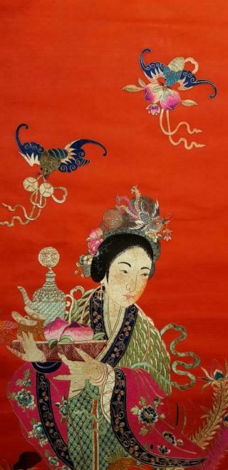 Huge 195cm Antique Chinese Embroidery of Immortal Magu Figure W/ Phenix,  19th C 2