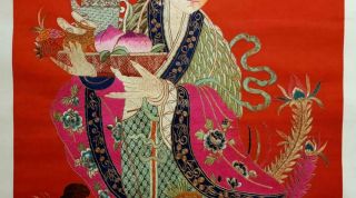 Huge 195cm Antique Chinese Embroidery of Immortal Magu Figure W/ Phenix,  19th C 7