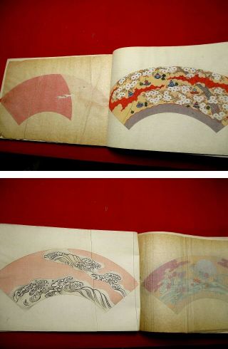 10 - 190 RARE Japanese fan pictures Woodblock print 4 BOOK 3