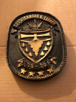 Very Rare Uss Richmond K.  Turner 7lb Bronze Plaque Cg - 20 Dlg - 20 Usn Us Navy Ship