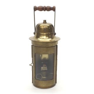 Wedge Antique Brass Oil Lamp Lantern Binnacle Maritime Nautical Glass Front Door