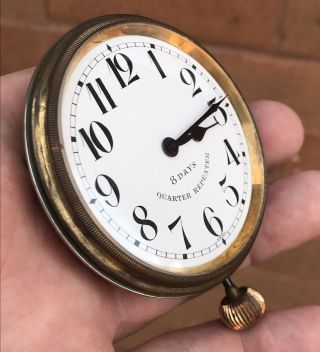 A GENTS FINE EARLY ANTIQUE 8 DAY “QUARTER REPEATING” TRAVEL CLOCK & CASE,  C1900s 11