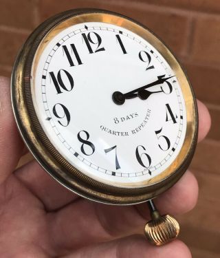 A GENTS FINE EARLY ANTIQUE 8 DAY “QUARTER REPEATING” TRAVEL CLOCK & CASE,  C1900s 3