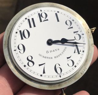 A GENTS FINE EARLY ANTIQUE 8 DAY “QUARTER REPEATING” TRAVEL CLOCK & CASE,  C1900s 7