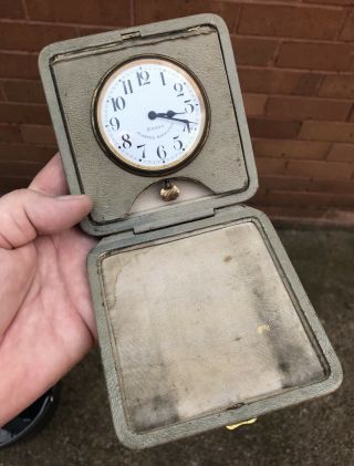 A GENTS FINE EARLY ANTIQUE 8 DAY “QUARTER REPEATING” TRAVEL CLOCK & CASE,  C1900s 8