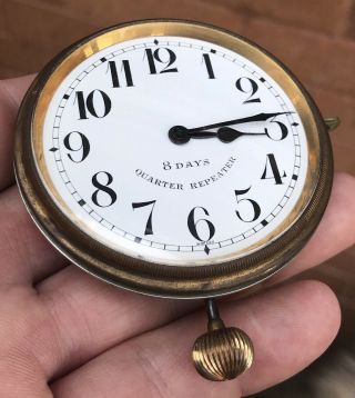 A GENTS FINE EARLY ANTIQUE 8 DAY “QUARTER REPEATING” TRAVEL CLOCK & CASE,  C1900s 9