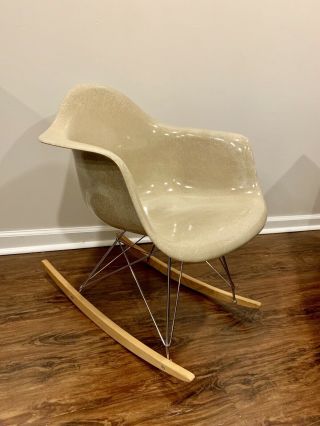 Vintage Eames Herman Miller Fiberglass Shell Rocker Rocking Chair - Greige