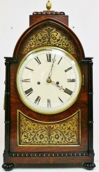 Antique English Regency 8 Day Twin Fusee Mahogany & Inlaid Boulle Bracket Clock 2