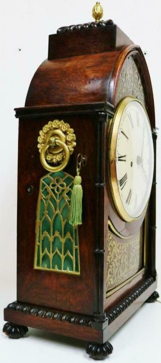 Antique English Regency 8 Day Twin Fusee Mahogany & Inlaid Boulle Bracket Clock 4