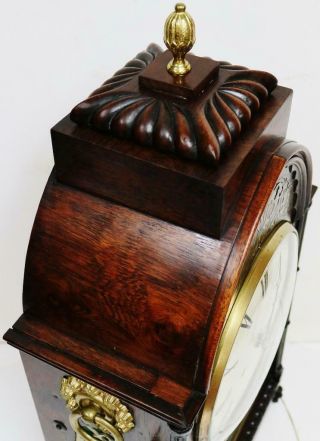 Antique English Regency 8 Day Twin Fusee Mahogany & Inlaid Boulle Bracket Clock 5