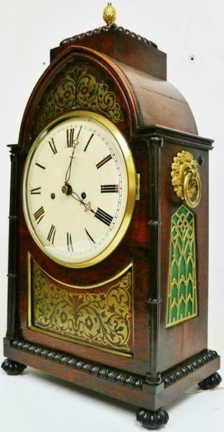 Antique English Regency 8 Day Twin Fusee Mahogany & Inlaid Boulle Bracket Clock 6