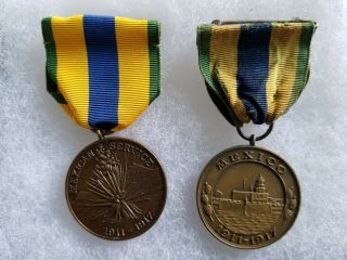 Us Army & Navy Pre Wwi 1914 Mexican Campaign Medal Set Numbered All